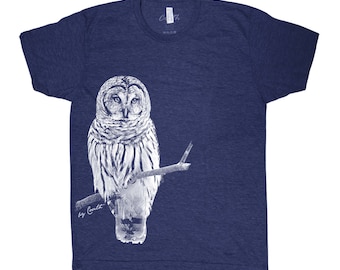 Chemise hibou, T-shirt unisexe, T-shirt pour homme, col rond, T-shirt oiseau, T-shirt mignon, T-shirt à manches courtes, T-shirt Triblend, Papa, Chemise animal