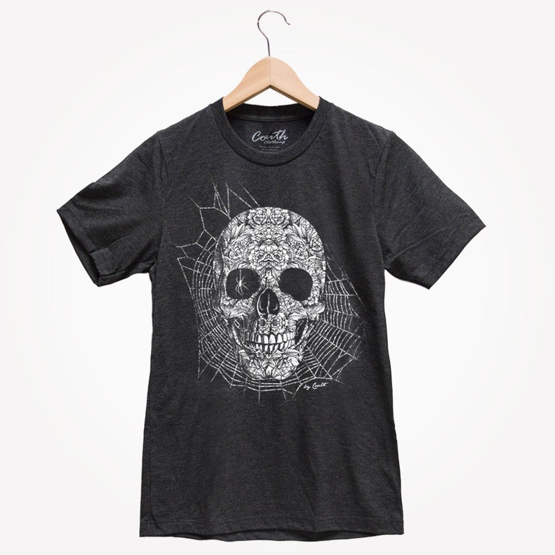 Skull Tshirt Halloween Shirt Men Graphic Tee Black Tshirt Etsy
