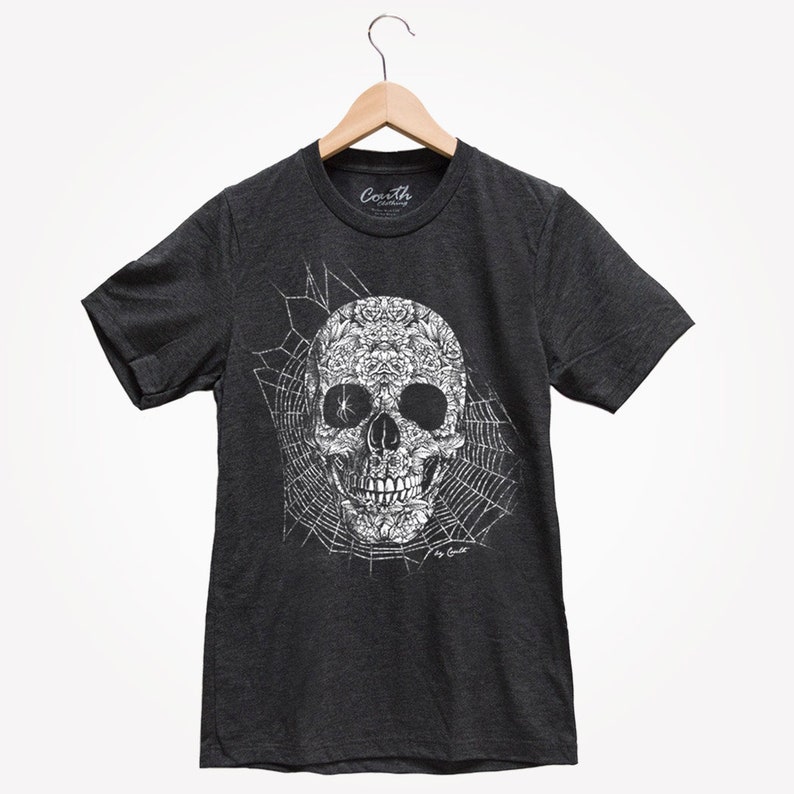 Skull T-shirt Halloween Shirt Men Graphic Tee Black Tshirt - Etsy