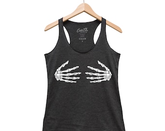 Skeleton Hand Halloween Shirt, Muscle Tank Top, Women Tank Top, Halloween Costume Shirt, Black Shirt, Gothic, Funny Shirt, Halloween Tank