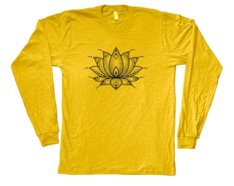 Lotus Shirt, Lotus Long Sleeve Tshirt, Yoga Shirt, Outdoor Shirt, Christmas Tshirt, Funny Shirt, Birthday Gift, Graphic Tee, Mens Tshirt
