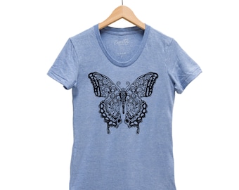 Butterfly Shirt, Women's Junior T-shirt, Insect Tshirt, Nature Tshirt, Graphic Tshirt, Short Sleeve Tshirt, Floral Shirt