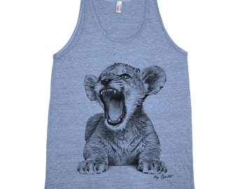 Lion Cub Unisex Tank Top Triblend Tank Top Hand Screen Printed