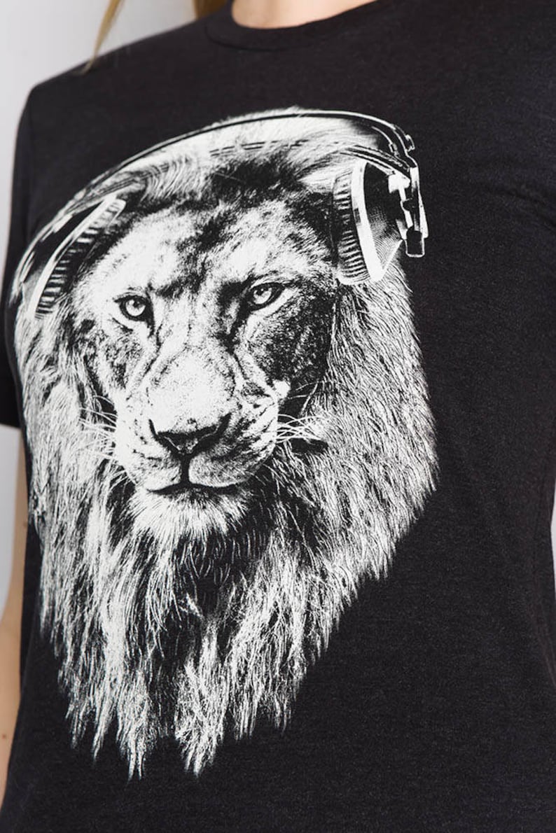 Lion T-shirt, Women's Junior Shirt, Animal Print Tshirt, Lion T Shirt, Graphic Tee, Gift for Women, Short Sleeve Tshirt, Funny Shirt image 2