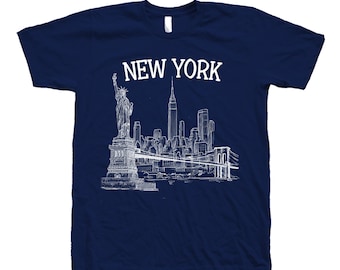 New York - Tshirt Mens - Crew Neck - NYC Shirt - State Shirt - Home Shirt - I Love New York - Vacay Shirt - Brooklyn - Long Island - Travel