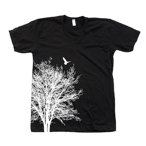 Camiseta Árbol, Camiseta Hombre, Camiseta Unisex, Serigrafía, Cuello Redondo, 100% Algodón, Camisa Árbol, Camiseta Blanca, Manga Corta Negro