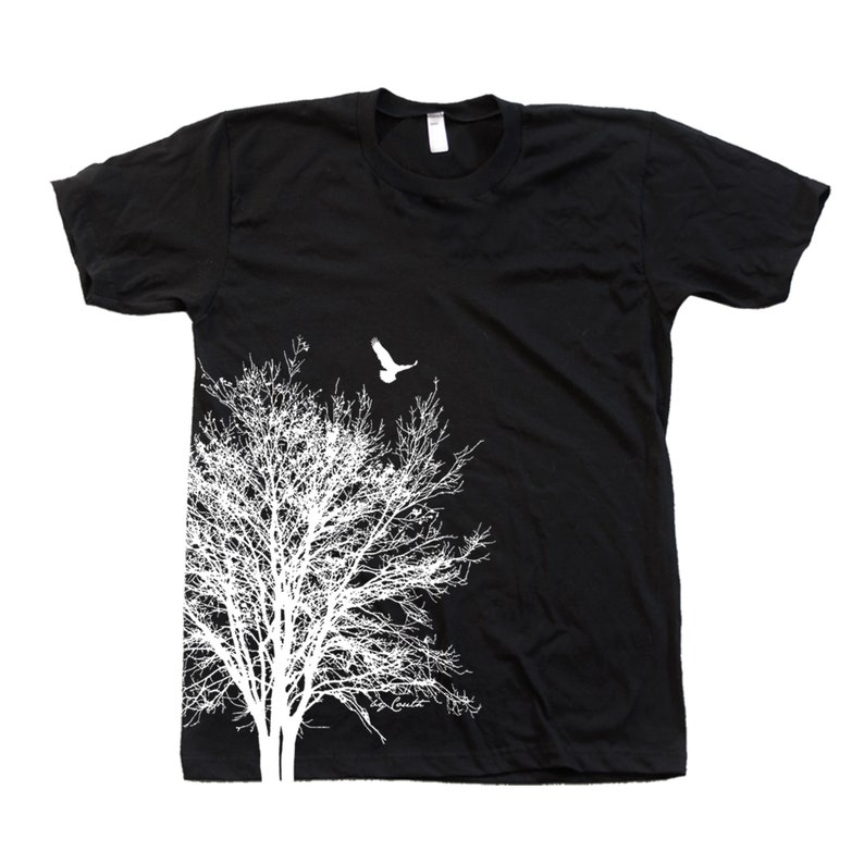 Tree T-shirt, Men's T-shirt, Unisex T-shirt, Screen Print, Crew Neck, 100% Cotton, Tree Shirt, White T-shirt, Short Sleeve Black