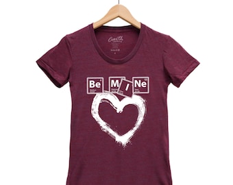 VALENTINES DAY Women Junior Shirt Triblend T-shirt Hand Screen Print Gift for Girlfriend Heart Shirt Valentine Shirt Couple Shirt