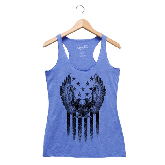American Eagle Racerback Tank Top: Hand Screen Printed