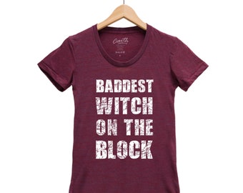 Funny Halloween Womens Clothing, Womens Junior Tshirt, Baddet Witch Tshirt, Screen Print, Halloween Costume, Halloween Gift, Goth Shirt