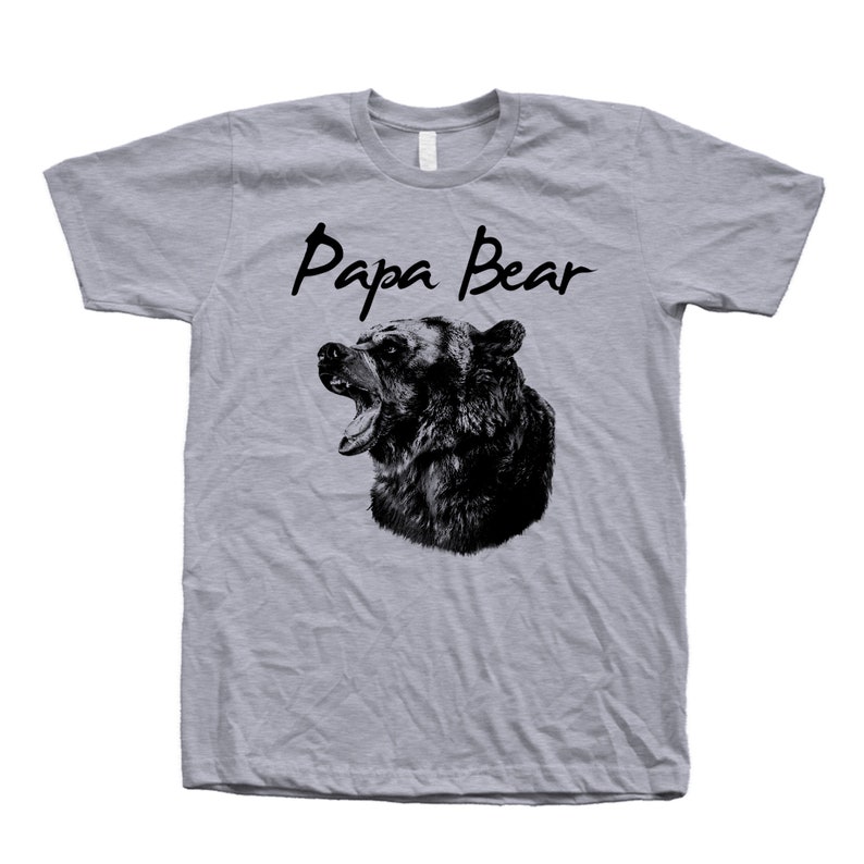 Papa Bear Tshirt for Men Gift for Dad Graphic Tee Gift for Men Shirt Animal T-shirt Gift for Granpa Heather Grey