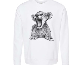 Lion Cub Sweatshirt, Animal Sweatshirt, Unisex Fleece Crewneck Sweatshirt, Cat Shirt, Nature Shirt, Birthday Gift, Funny Tshirt