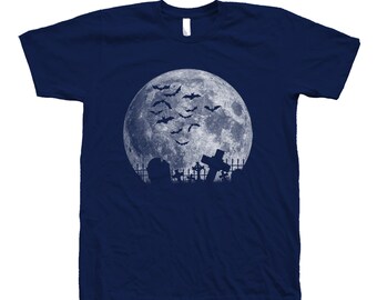 Halloween Tshirt, Mens Tshirt, Unisex Tshirt, Full Moon, Crew Neck, Screen Print, Halloween Costume, Halloween Gift, Goth Shirt
