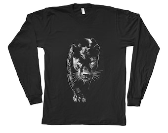 Black Panther Long Sleeve Shirt,  Mens Long Sleeve, Animal Tshirt, Birthday Gift, Nature Shirt, Cute Shirt, Animal Lover
