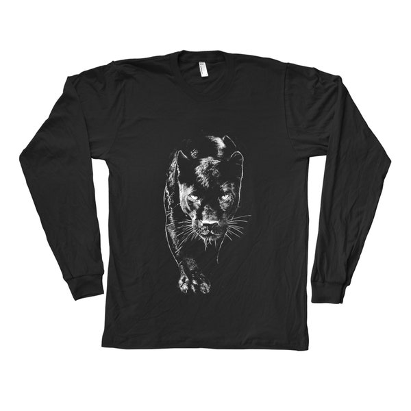 Black Panther Long Sleeve Shirt,  Mens Long Sleeve, Animal Tshirt, Birthday Gift, Nature Shirt, Cute Shirt, Animal Lover