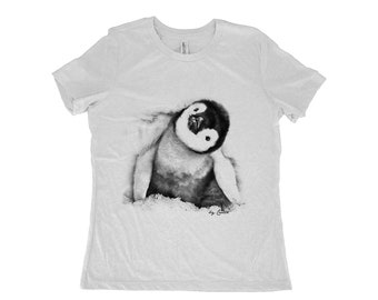 Penguin Shirt, Womens Tshirt, Summer Shirt, Screenprint Shirt, Animal Shirt, Birthday Gift, Graphic Tee
