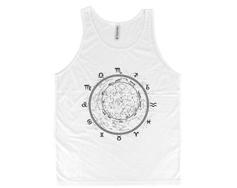 Tank Top for Men, Zodiac Signs, Zodiac Tank Top, Racerback Tank Top, Hand Screen Print, Zodiac Shirt, Summer Tank , Black Shirt, Star Shirt