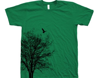 Tree Shirt for Men Graphic T Shirt for Women Nature Tshirt Bird Screenprint Birthday Gift for Friend T-shirt Unisex