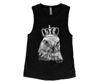 Hawk Tank - Muscle Tee - Muscle Tank - Bird Shirt - Summer Shirt - Vacay Shirt - Gift for Women - Tank Top for Women - Animal Print Shirt