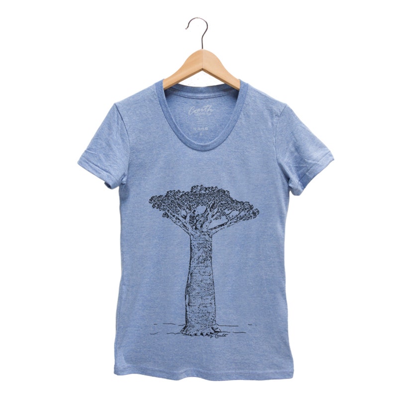 Women Junior Tshirt, Baobab Tree Shirt, Gift for Women, Shirt for Women, Tree T-shirt, Nature Shirt, Graphic Tee, Shirt with Tree Blue