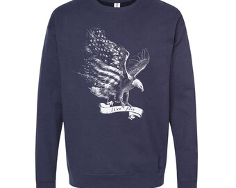 Eagle Shirt, American Flag Sweatshirt, USA Sweatshirt, Unisex Fleece Crewneck Sweatshirt, 4th of July Shirt, Birthday Gift, Funny Tshirt