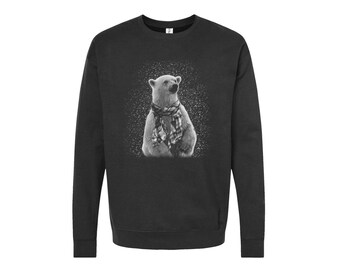 Bear Sweatshirt, Christmas Sweatshirt, Polar Bear Shirt, Unisex Fleece Crewneck, Christmas Shirt, Christmas Gift, Funny Tshirt, Animal Shirt
