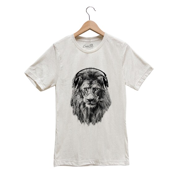 Lion Headphone T-shirt: Men's Tri-blend Graphic Tee - Etsy