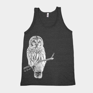 Eule Tank Top, Herren Shirt, Siebdruck, Tier Shirt, Grafik T-Shirt, Vatertag, Tierdruck, süßes T-Shirt, Natur Shirt