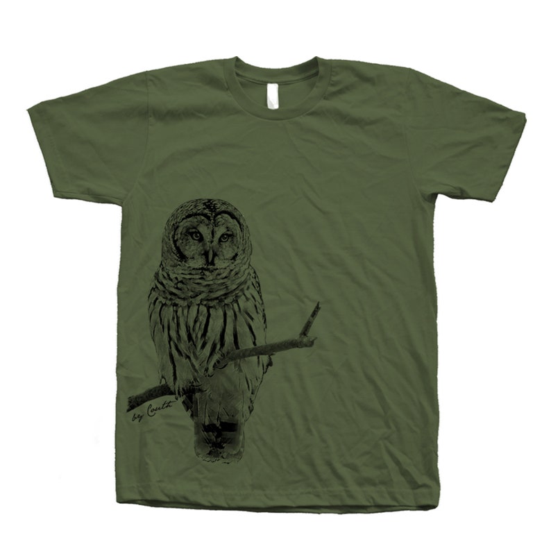 Owl Shirt, Mens Tshirt, Crew Neck, Bird T-shirt, Cute T-shirt, Short Sleeve Tshirt, Grey T-shirt, Dad, Animal Shirt, Nature Shirt image 5