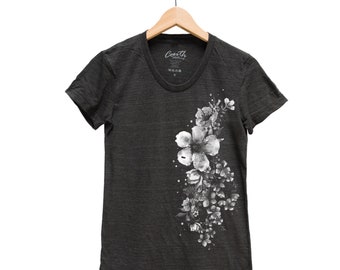 Flower Shirt - Mother's Day Shirt - Gift for Mom - Wild Flower - Tshirt Women - Short Sleeve - Triblend Tee - Summer Tee - Flower Print