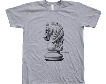 Chess Tshirt, Mens T-shirt, Unisex Tshirt, Knight T-shirt, Screen Print, Crew Neck, Cotton Tshirt, Chess Gift, Gift for Men