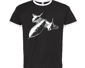 SR 71 Tshirt, Shirt for Men, Retro Tshirt, Unisex Cotton Ringer T-Shirt, Vintage Shirt, Blackbird Shirt, Airplane Shirt, Military Shirt