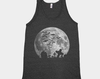 Halloween Tank Top, Unisex Tank Top, Men's Tank Top, Moon Tank Top, Full Moon Tank Top, Black Tank Top, Halloween Costume, Halloween Party