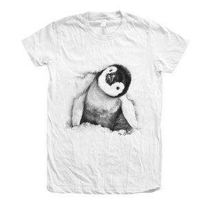 Womens Junior T-shirt, Penguin Tshirt, Penguin Shirt, Crew Neck, Graphic Tee, Blue Tshirt, Gifr for Women, Animal Tshirt, Nature Tshirt