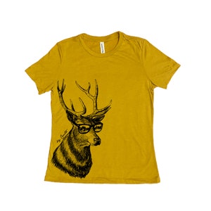 Deer Shirt, Womens Tshirt, Funny Tshirt, Summer Shirt, Screenprint Shirt, Animal Shirt, Birthday Gift, Graphic Tee
