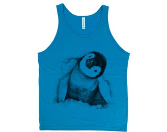 Men Tank Top, Penguin Tank Top, Shirt with Penguin, Unisex Tank Top, Animal Tee, Graphic, Screen Printe, Cute Animal Print Shirt, Bird Lover