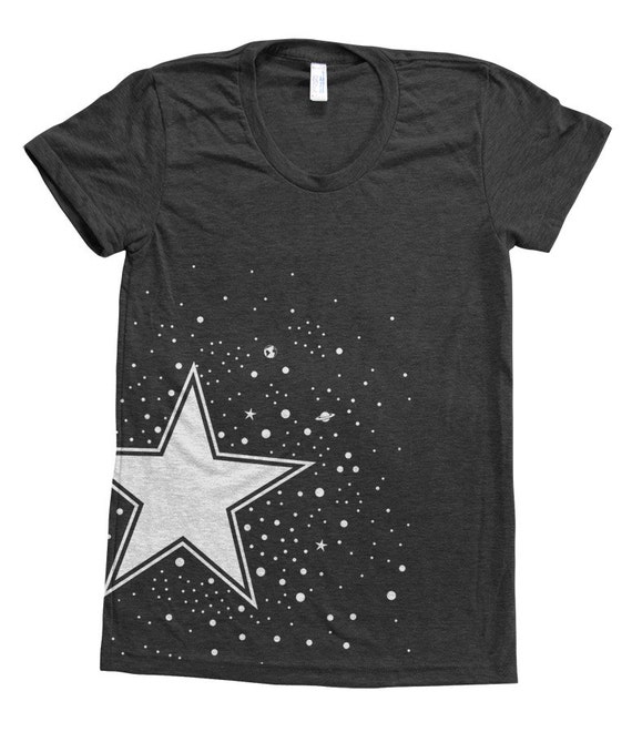 STAR Galaxy Shirt Women Screen Print Tri-Blend Short Sleeve | Etsy