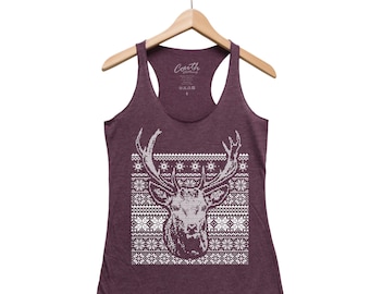 Ugly Sweater Tank - Racerback Tank - Funny Shirt - Screen Print - Christmas Shirt - Holiday Shirt - Gift for Women - Tank Top for Women
