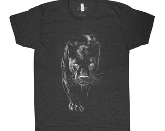 Panther Tshirt, Men Graphic Tee, Tri-Blend Short Sleeve, Men Shirt, Black Shirt, Animal Print Tee, Graphic Tee