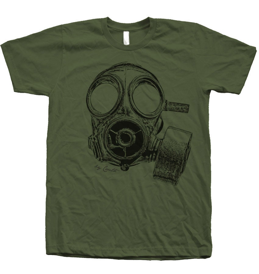 Mens Unisex Gas Mask Custom Hand Screen Printed Crew Neck - Etsy