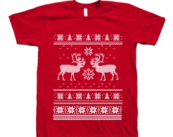 Ugly Sweater Shirt, Christmas Shirt, Mens Tshirt, Knit Shirt, Christmas Gift, Ugly Sweater Tshirt, Funny Shirt, Graphic Tee, Holiday Gift