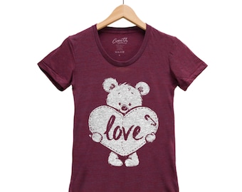 Teddy Bear T-shirt, Valentine's Day Gift, Women's Shirt, Girlfriend, Mother's Day, Cute Tshirt, Bear T-shirt, Graphic Tee, Love T-shirt