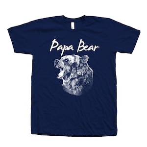 Papa Bear Tshirt for Men Gift for Dad Graphic Tee Gift for Men Shirt Animal T-shirt Gift for Granpa Navy