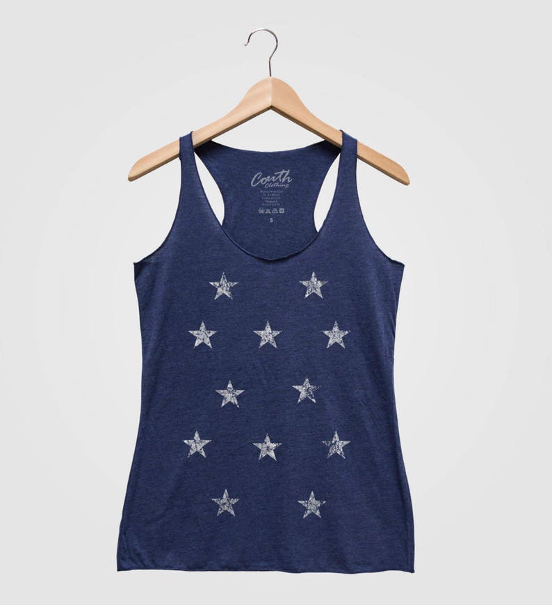 Hand Screen Print Racerback Tank Top Graphic Tee Stars Tank Top Women/'s Fashion Tank Top Star Print Shirt Black Tank Top