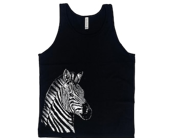 Zebra Shirt, Nature Shirt, Animal Tank Top, Mens Tank Top, Beach Shirt, Camping Shirt, Black Tank Top, Graphic Tee, Womens Tank