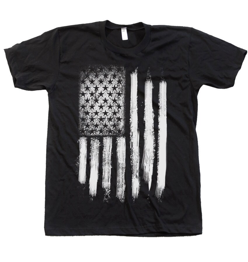 US Flag T Shirt Custom Hand Screen Print Crew Neck Available: | Etsy