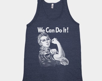 Rosie the Reveter Unisex Tank Top -  Triblend Tank Top - We Can Do It - Womens Tank Top - Mens Tank Top - Rosie Shirt - Christmas Gift