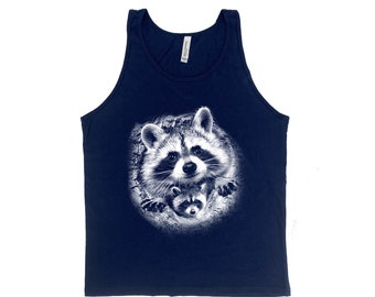 Mens Raccoon Tank Top - Animal Graphic Tee for Women - Cute Shirt - Nature Shirt