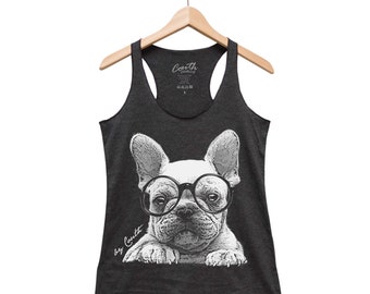 Womens Tank Top, Frenh Bulldog Tank Top, Frenchie Shirt, Cute Puppy Tank Top, Dog Tank Top, Dog Lover, Dog Mom, Pet Gift, Fashion Tank Top