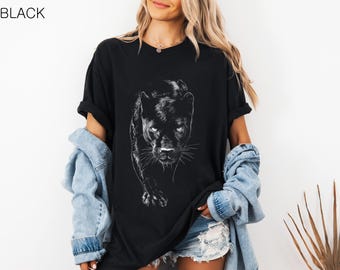 Comfort Colors®  Panther T shirt, Unisex T-shirt, Women's T-shirt, Cute Animal Shirt, Cat  T-shirt, Retro T-shirt, 100% Cotton